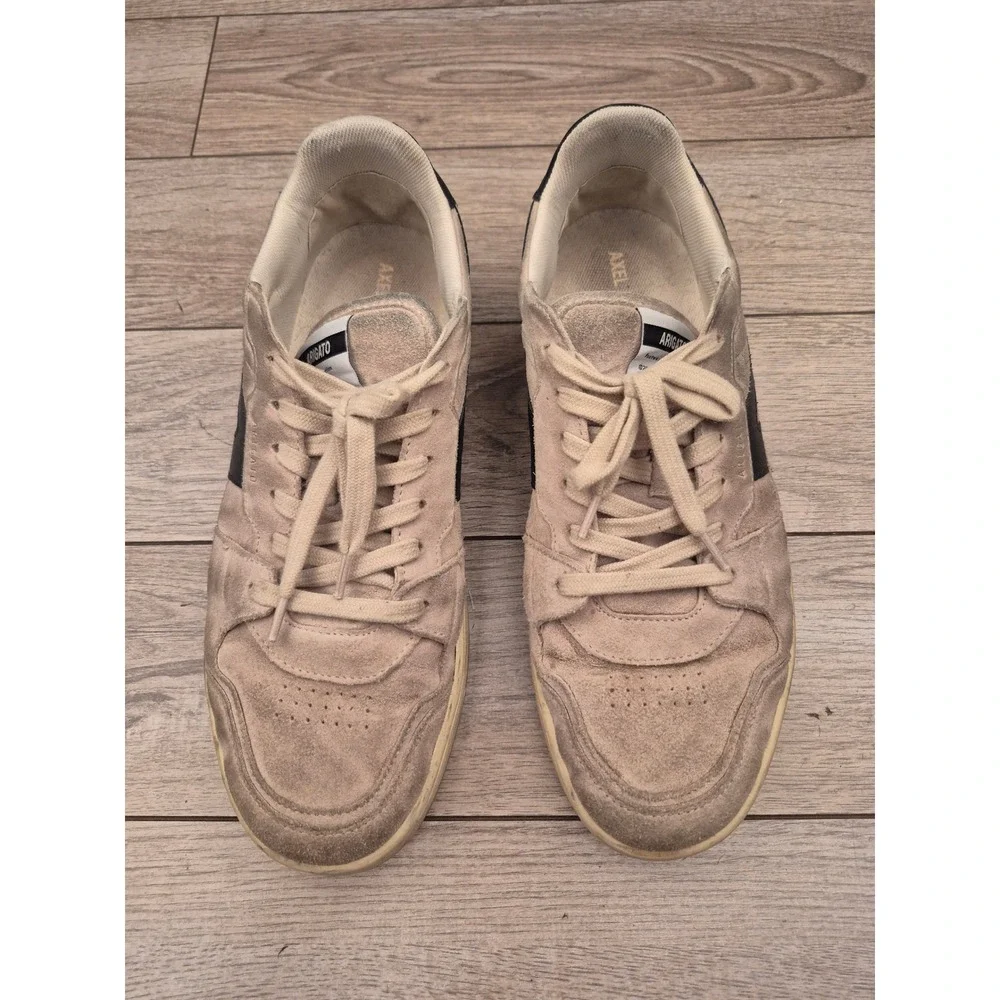 Axel Arigato Dice Lo Beige Gray Suede Navy Leather Low Top Sneakers Mens Sz 9 - Picture 2 of 14